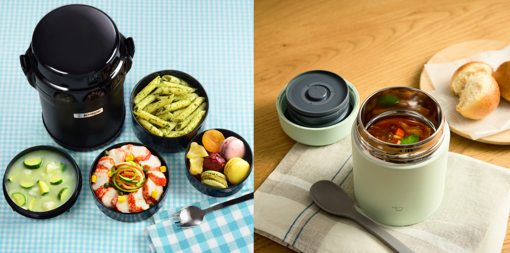Lunch jar on the right, food jar on the left
