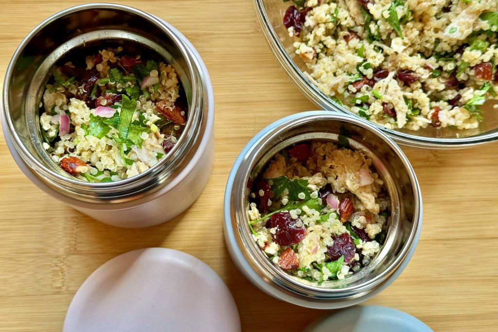 quinoa salad in food jars