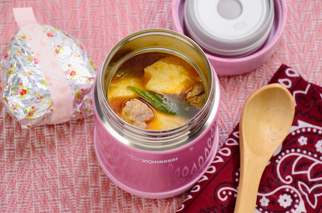 Sundubu Jjigae in the pink food jar