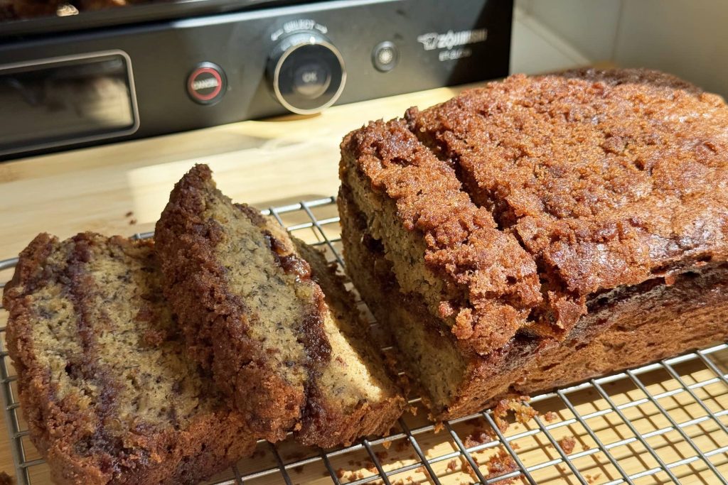 Sliced banana bread