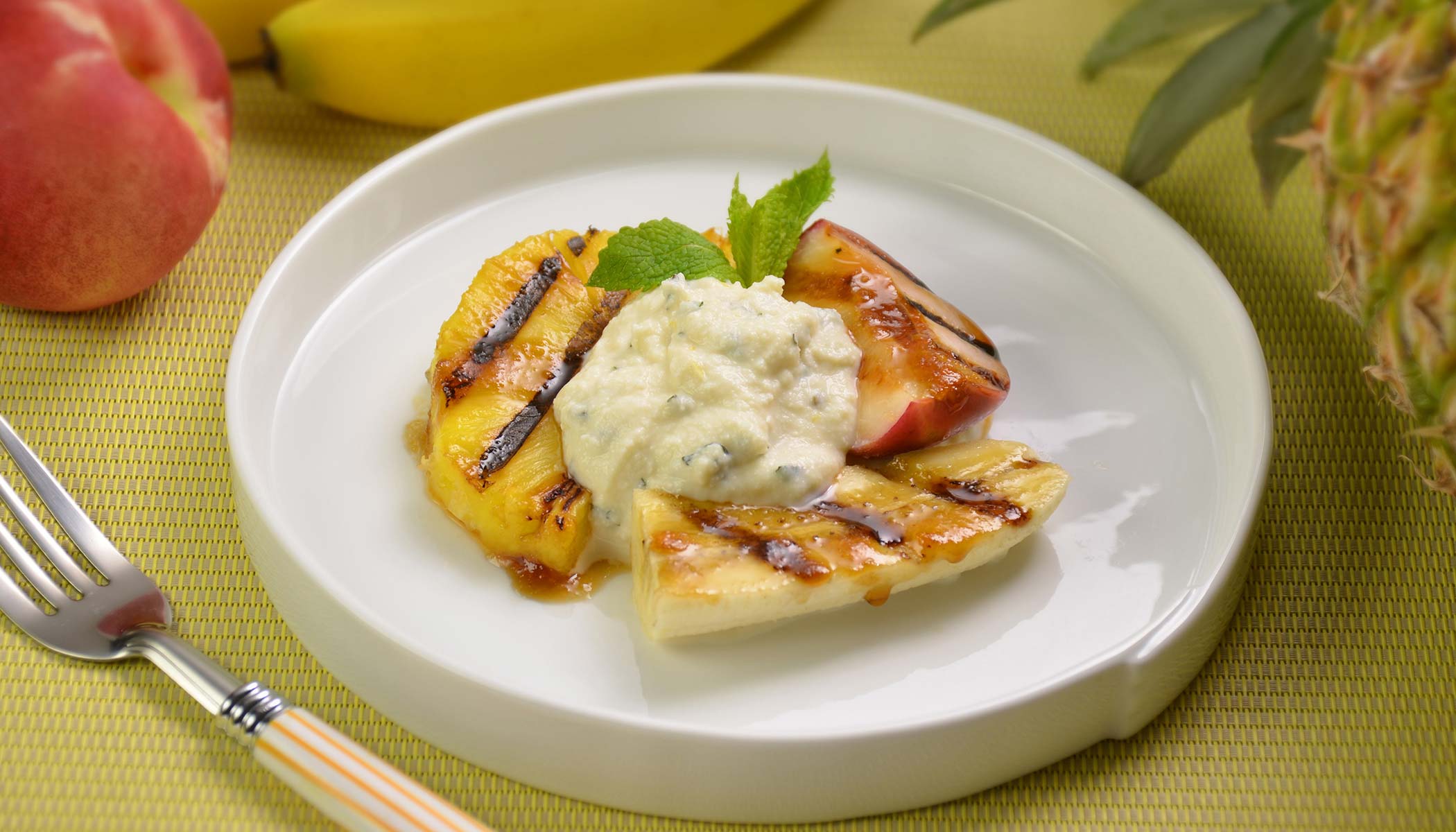 Grilled Fruit with Lemon Ricotta Cheese