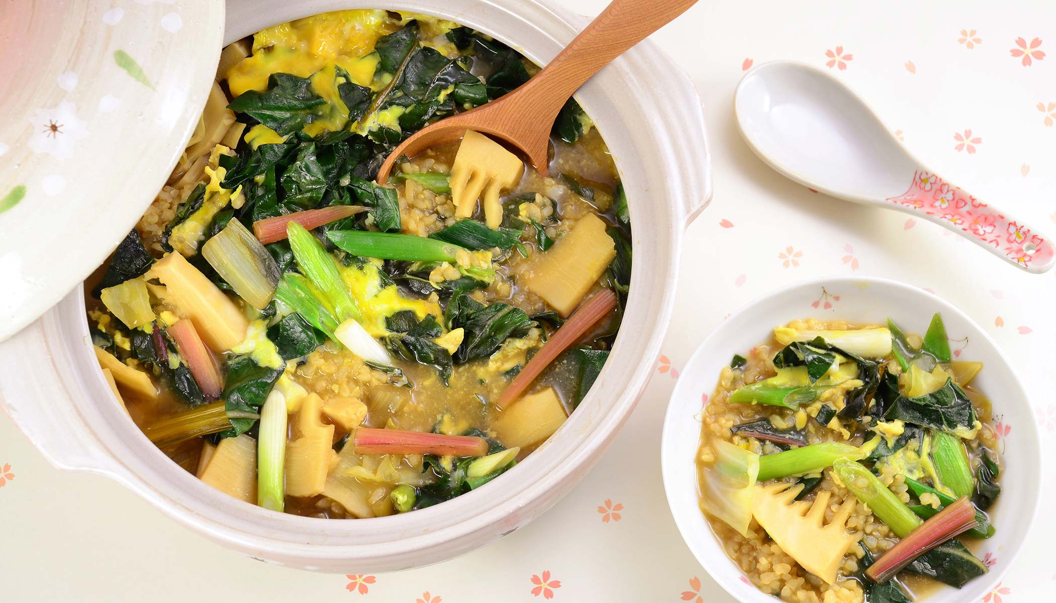 Vegetable Brown Rice Zosui (Japanese Rice Soup)