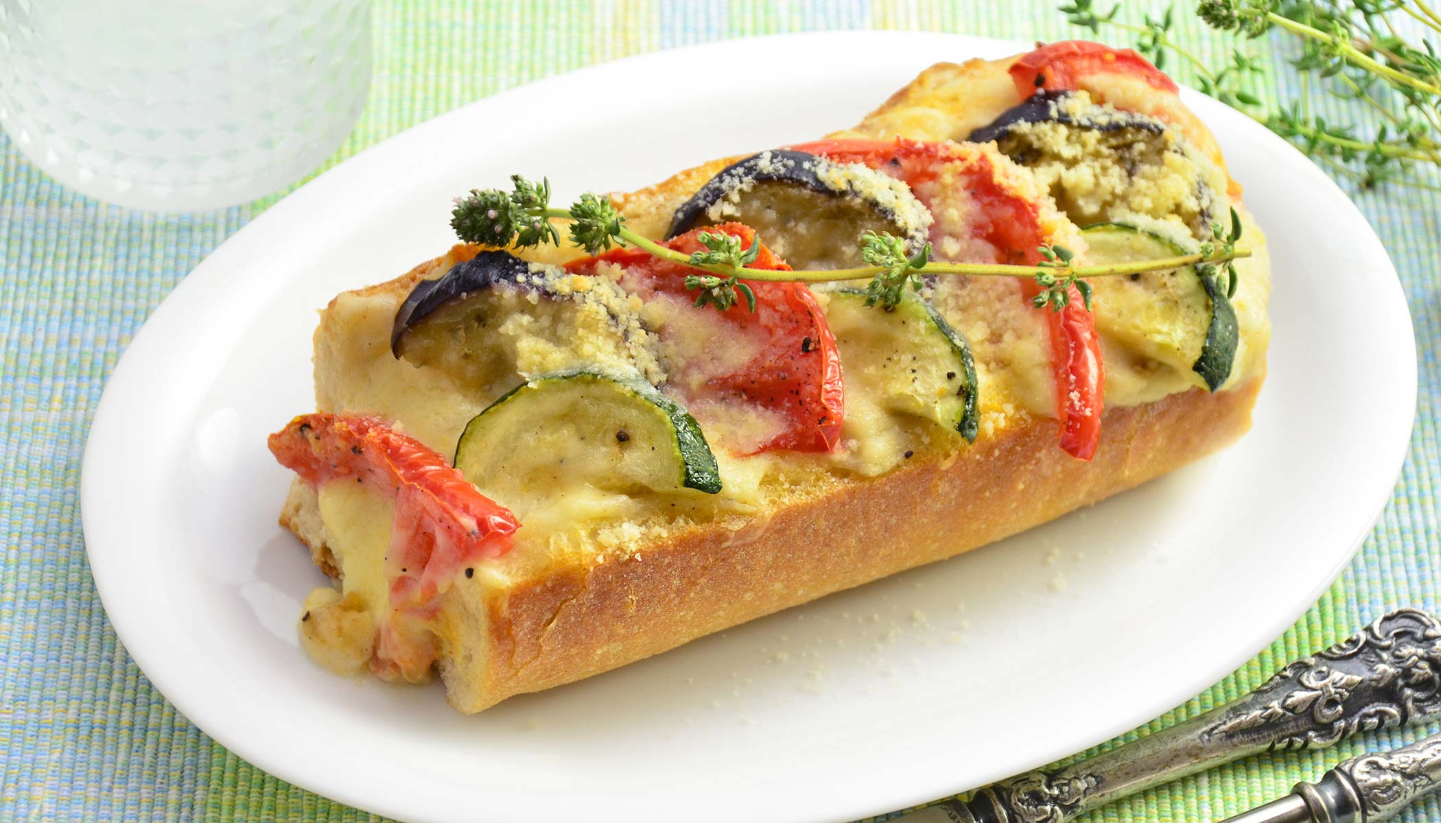 Tricolore Vegetable Gratin in Baguette Bowl