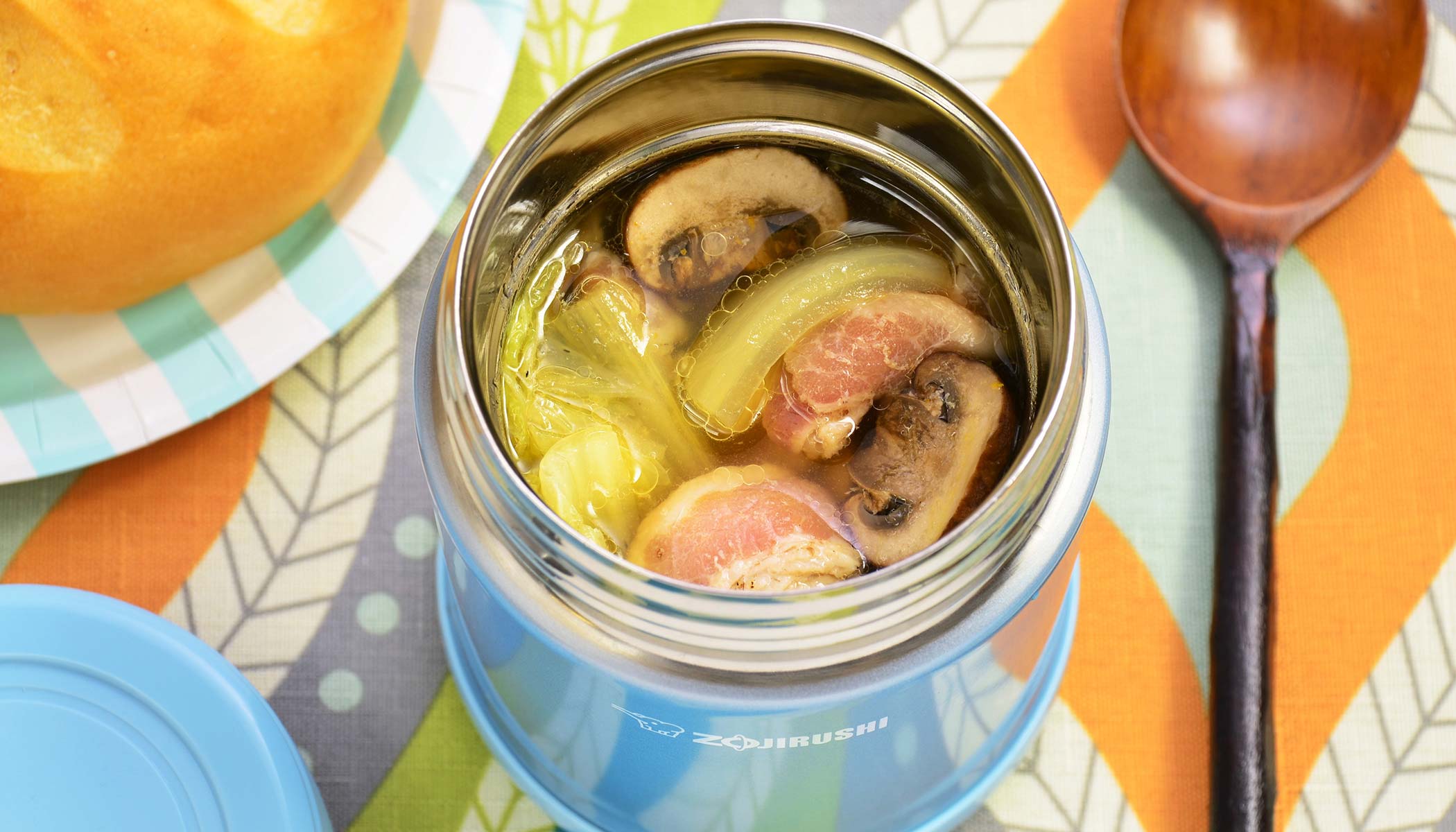 Mushroom, Nappa Cabbage & Bacon Soup