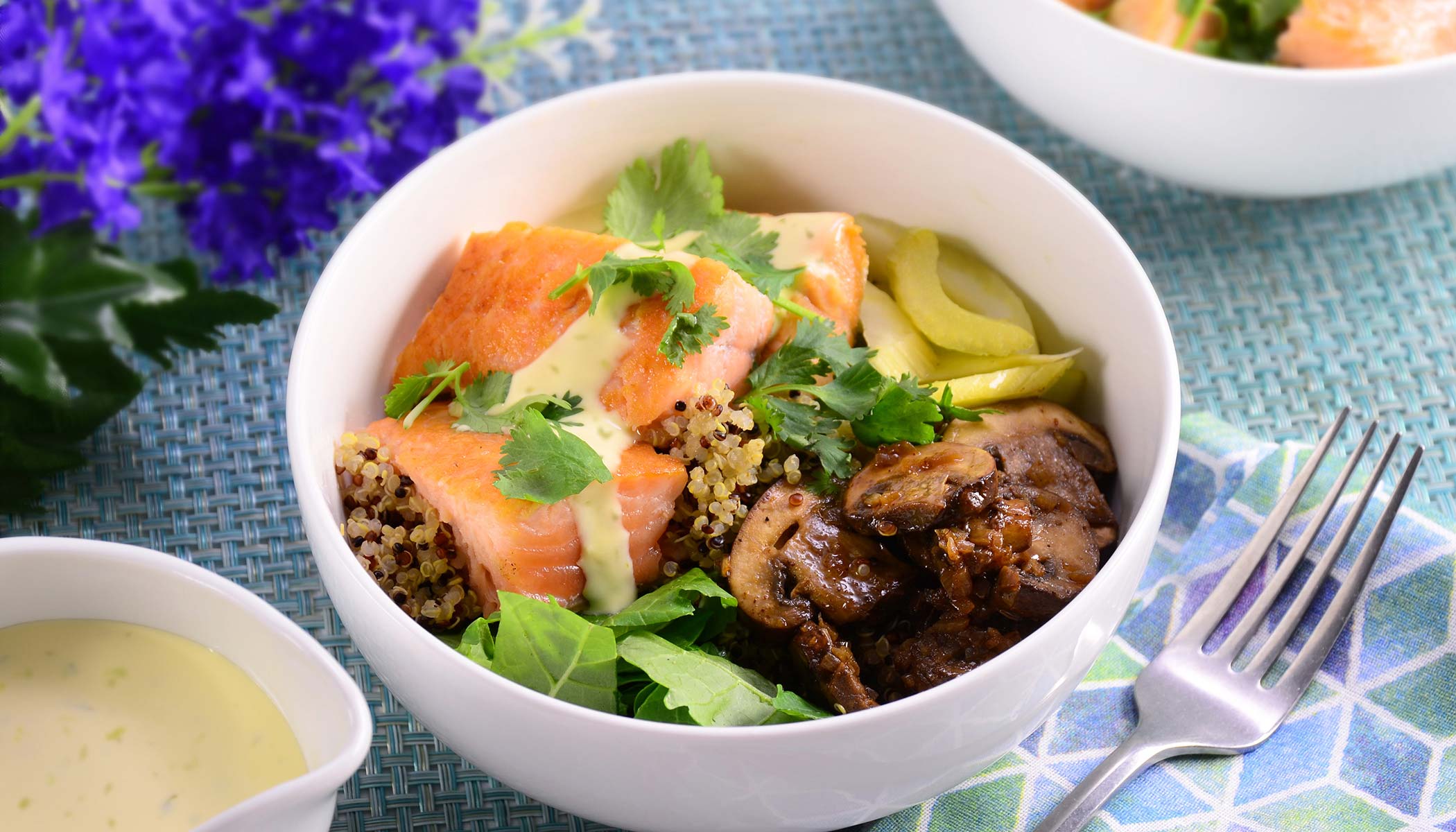 Topped Salmon Quinoa Bowl